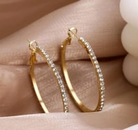 Gold Rhinestone Hoop Ear rings 