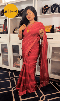 Image 1 of Nivya_Pure Satin Silk Saree with Unstitched Blouse