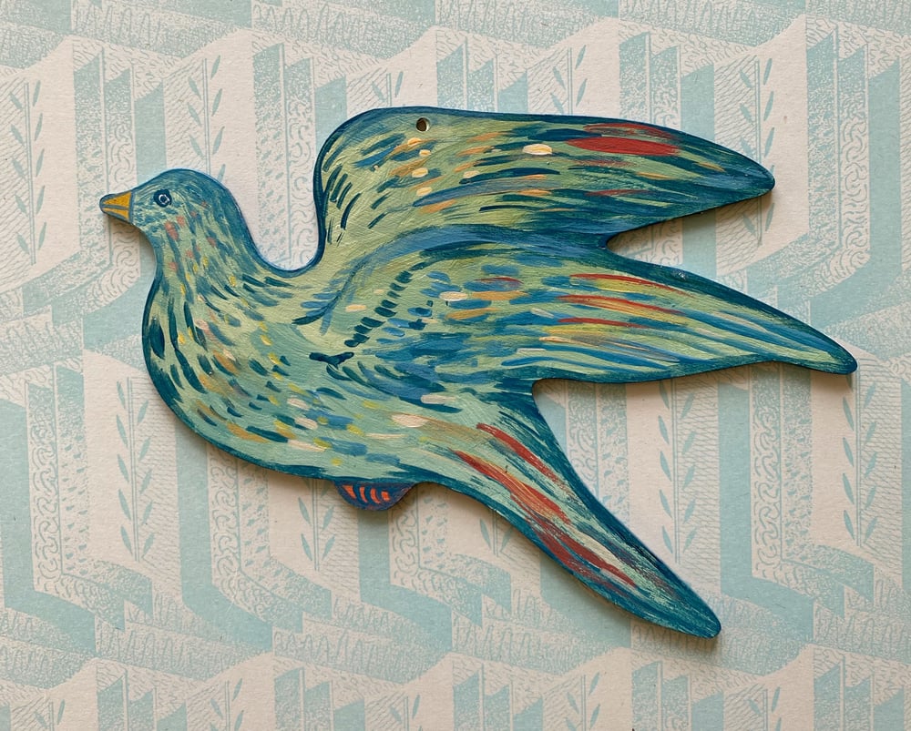 Image of Wooden painted bird Z
