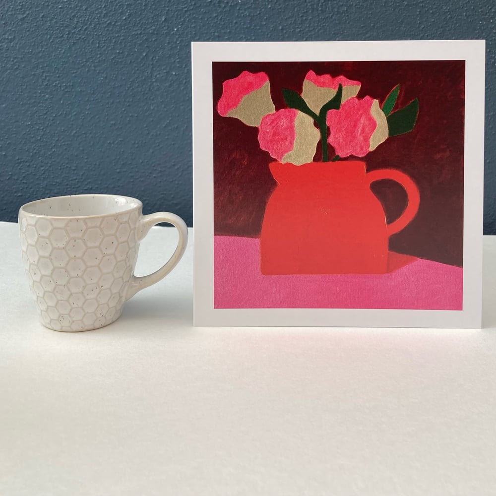 Image of Roses in Red Jug