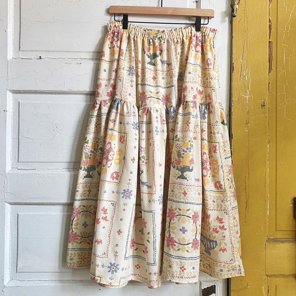 Image of Bountiful Basket Faux Cross-Stitch Granny Skirt