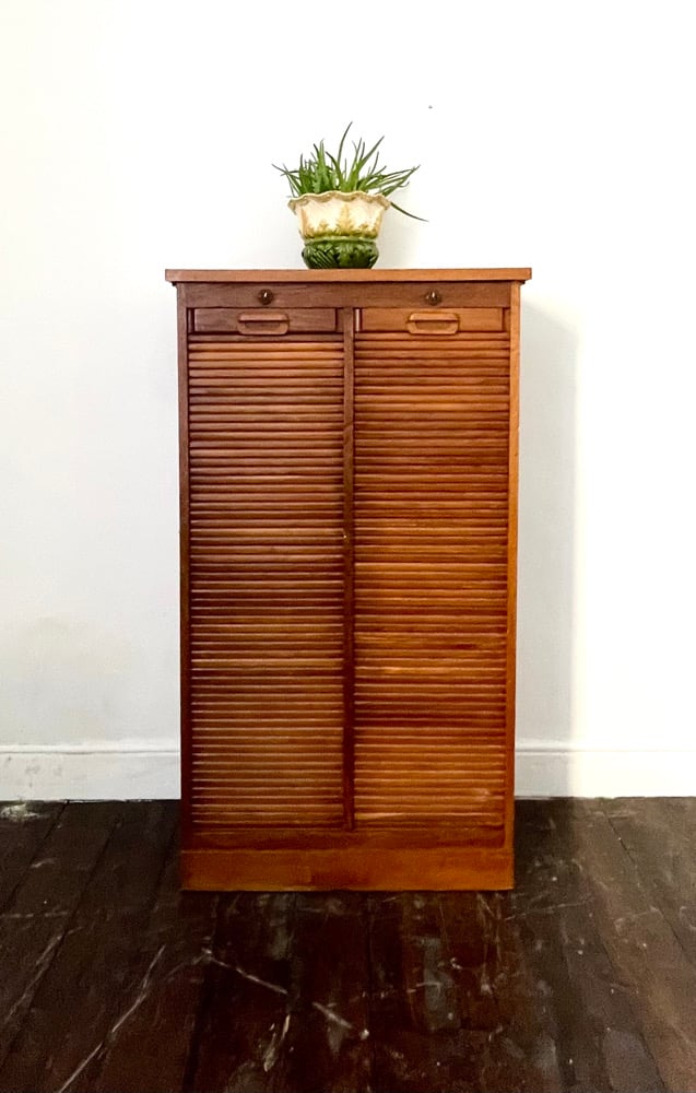 Antique double fronted Tambour Chest