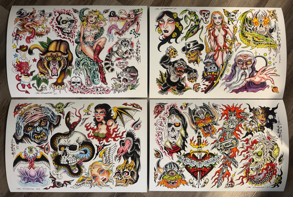 Image of Tim Lehi x Kylie Green Tattoo Flash Set