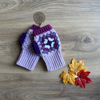 Crochet purple mix fingerless gloves