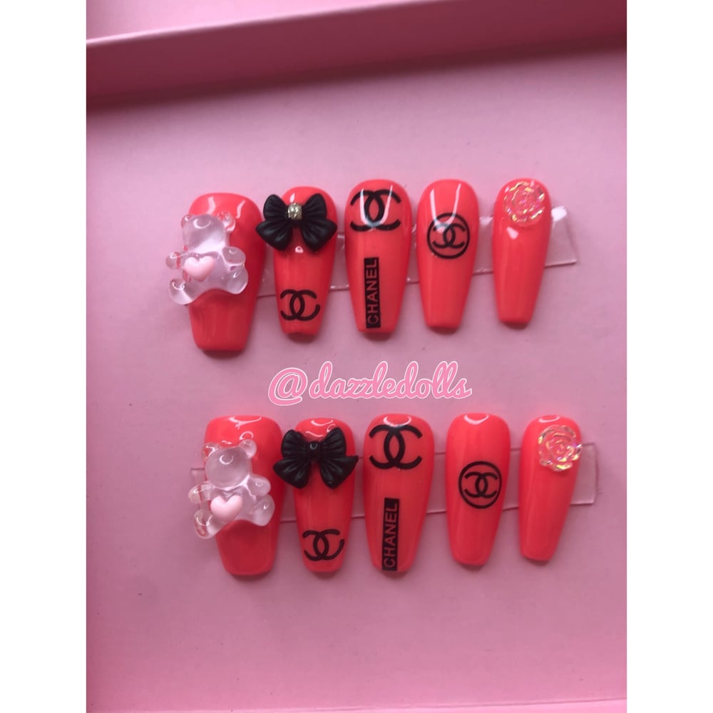 Image of hot pink chanel teddy bear design 