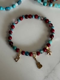 Image 8 of Country Gold Teal and Burgundy Tumbler Bracelet Stack