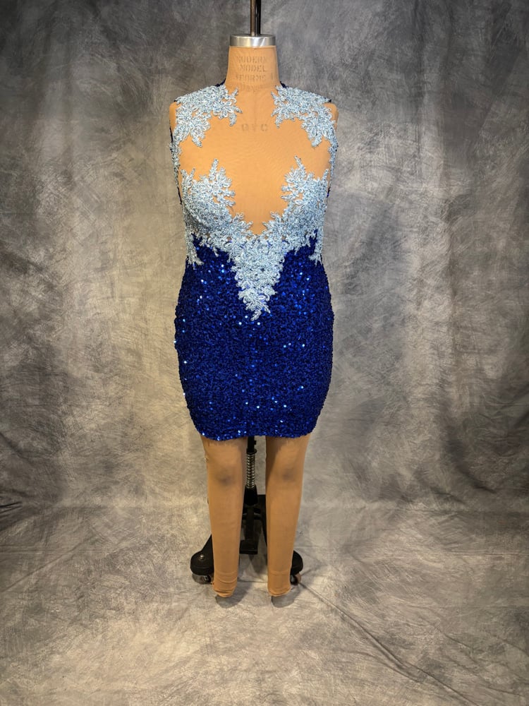 Image of Blue Lace Applique Dress (size 1X)