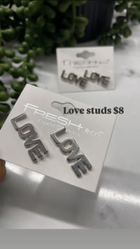 Silver LOVE studs 
