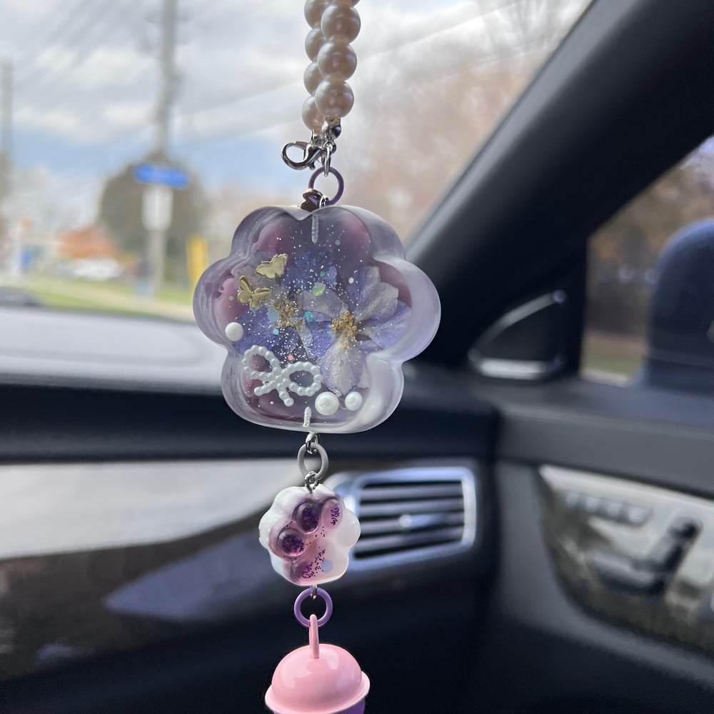 Image of Violet Pressed Flowers Decor Hanging 