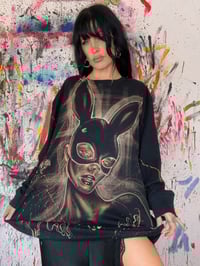 Image 3 of “BUNNY” BLEACH PAINTED LONG SLEEVE T-SHIRT XL