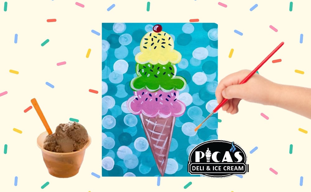 Image of Ice Cream Paint Party ages 5+  2/22 Pica's Ice Cream and Deli Methuen, MA