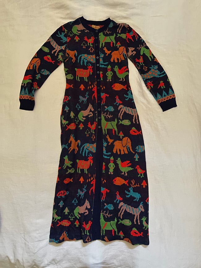 70s animal kingdom maxi cardigan zodiac