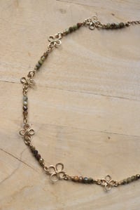 Image 3 of Green Garnet + Brass Clover Choker