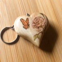 Image 1 of Butterfly Rose Heart Keychain