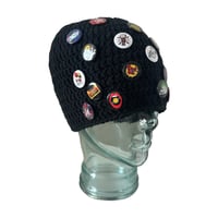 Image 4 of Black Fitted Beanie w/ Buttons