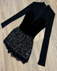 Black silver sequin lace shorts 