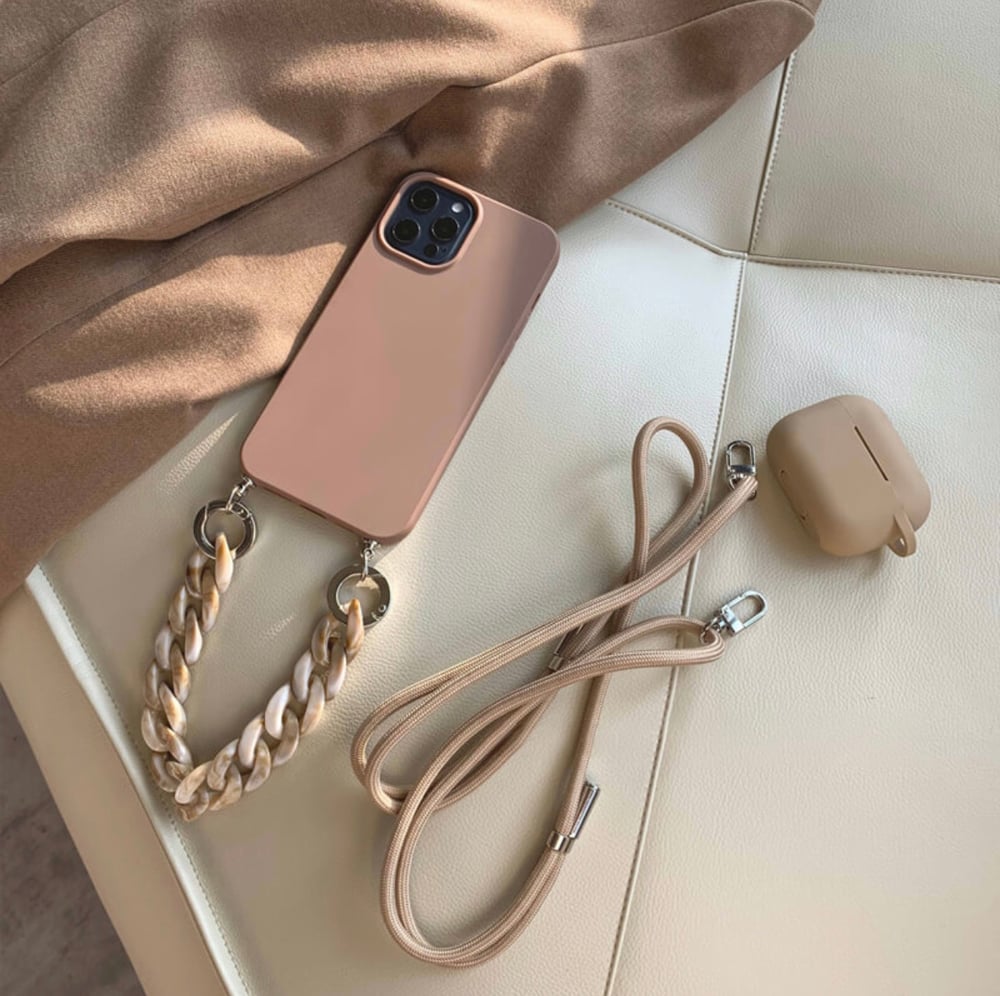 Image of Solid Color Phone Case W Chain & Lanyard