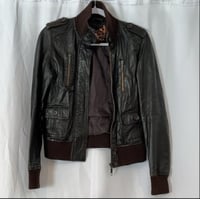 Image 2 of ZARA TRF leather collection brown genuine leather jacket