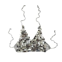 Silver Sequin Crochet Top