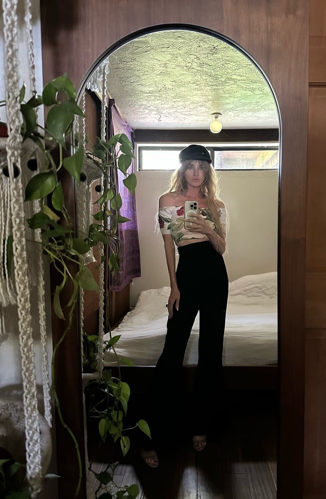 70s OMO Norma Kamali velvet flared matador trousers