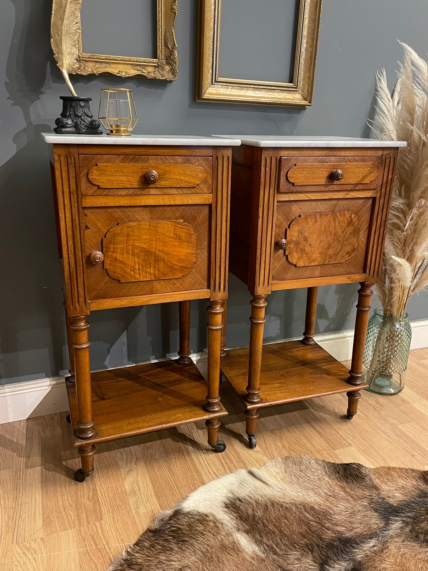 Image of Stunning french marble bedside tables