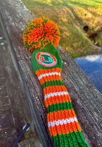 Image 4 of Miami Hurricanes custom Golf Club Cover hand knit logo College football fan  gift