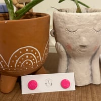 Image 2 of HOT PINK STUDS (SMALL) | POLYMER CLAY EARRINGS