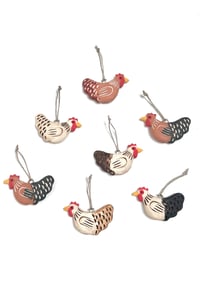 Image 1 of Chicken Ornaments - Dark and Light