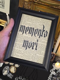 Image 1 of "Memento MORI" 1800's bible page with preserved spider web 