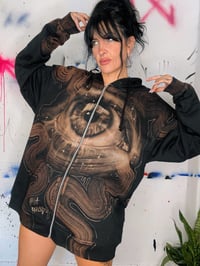 Image 4 of “MY WAVY EYE” CUSTOM BLEACH PAINTED ZIP IP HOODIE XL