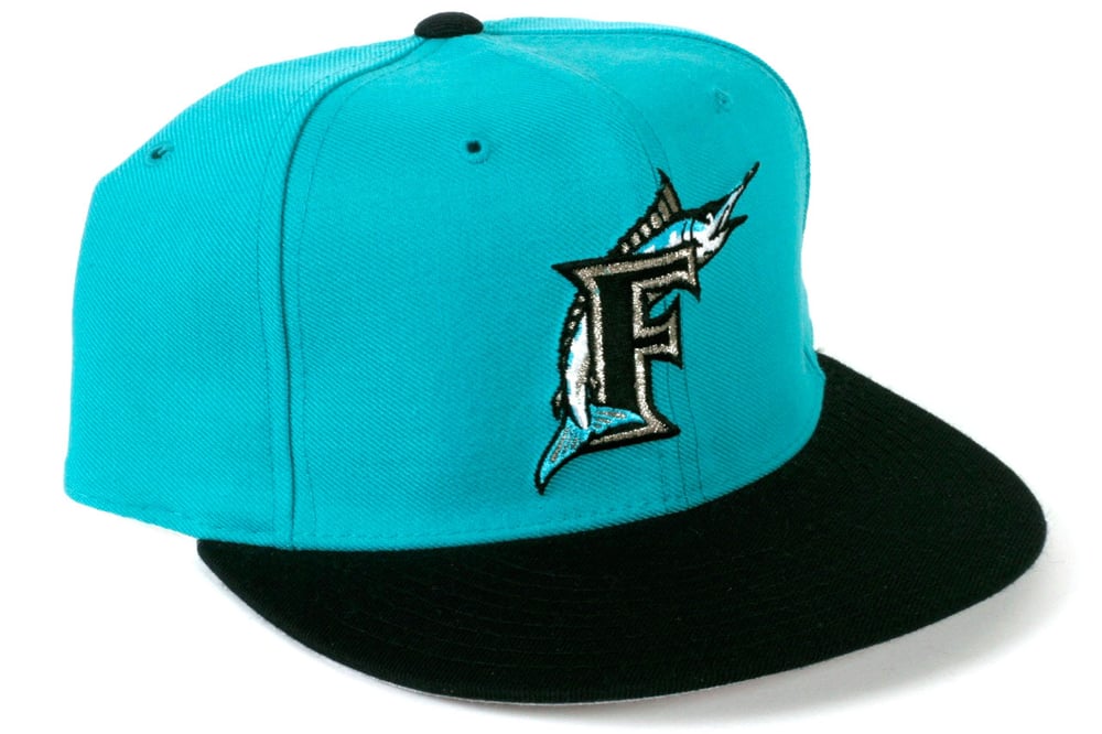 $10 Vintage New Era Florida Marlins Hat - TEAL & BLACK - Free