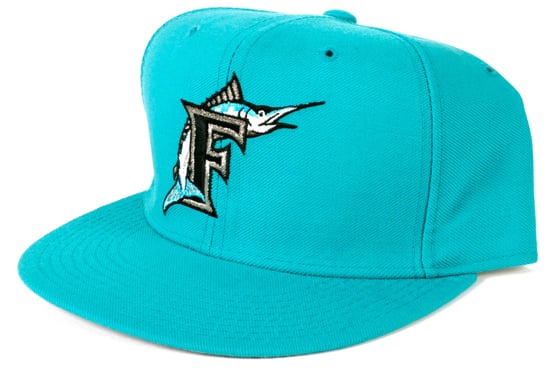 Image of $10 Vintage New Era Florida Marlins Hat - ALL TEAL - Free Shipping