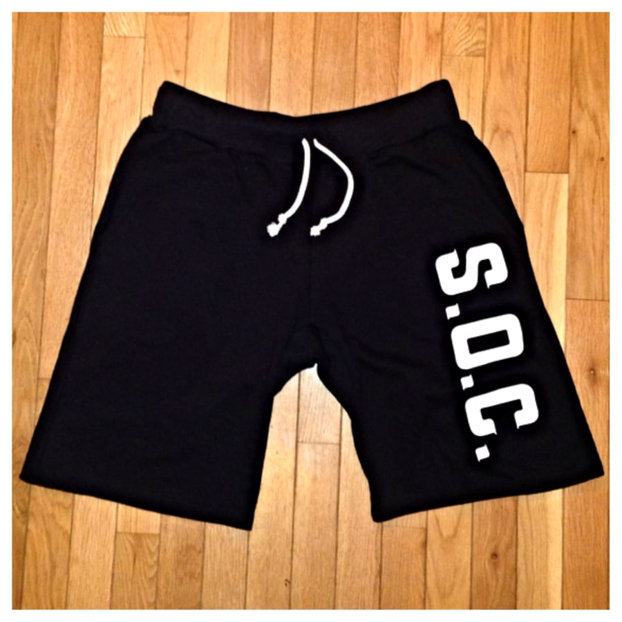 Image of Black/white S.O.C. LOUDLIFE "Color block" sweat shorts