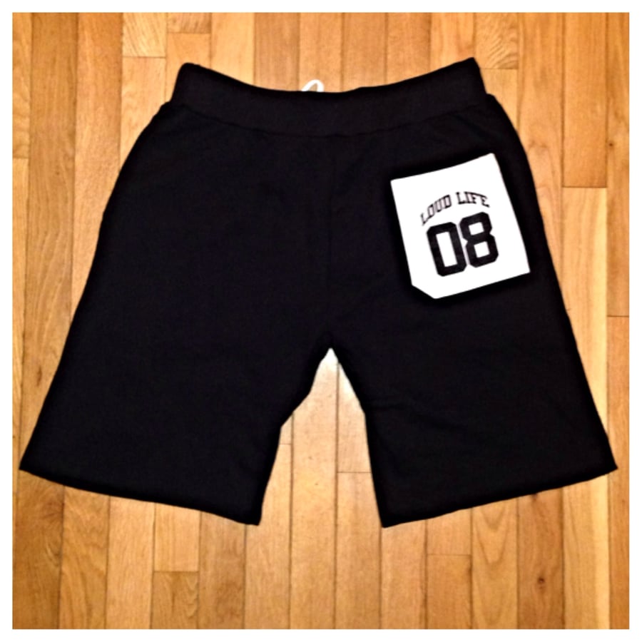 Image of Black/white S.O.C. LOUDLIFE "Color block" sweat shorts