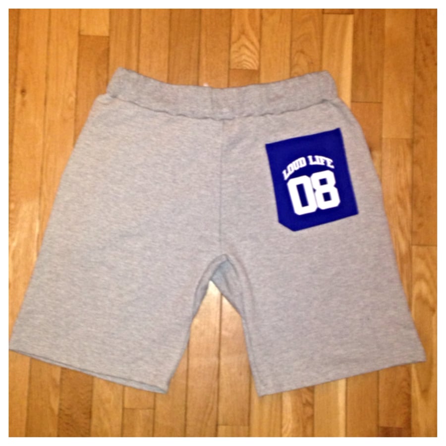 Image of Grey/royal S.O.C. LOUDLIFE "Color Block" sweat shorts