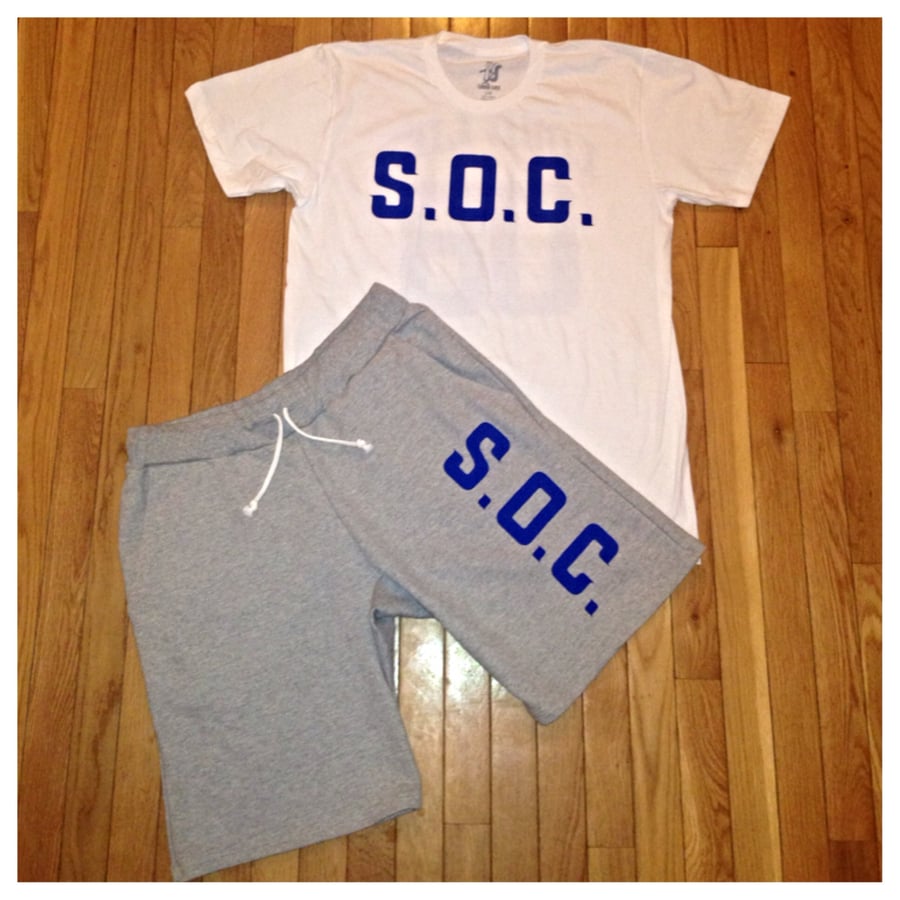 Image of Grey/royal S.O.C. LOUDLIFE "Color Block" sweat shorts