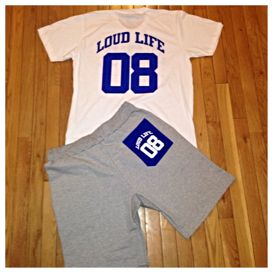 Image of Grey/royal S.O.C. LOUDLIFE "Color Block" sweat shorts