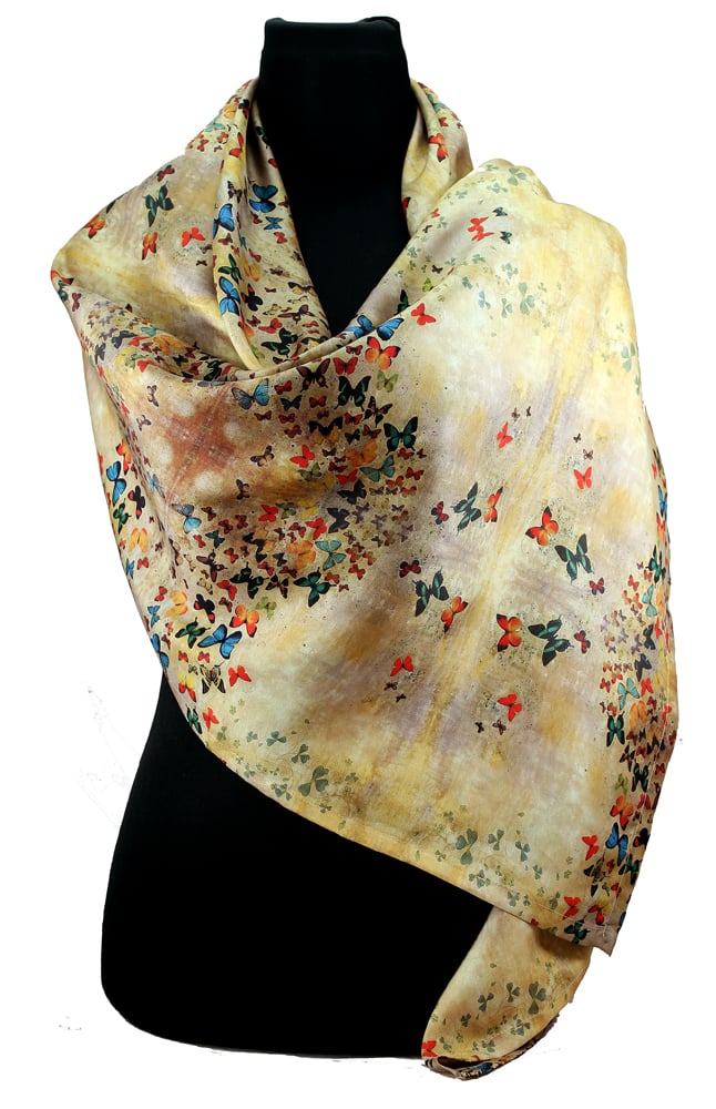 Image of Limited Edition Lily Greenwood 100% Silk Scarf - Summer Butterflies