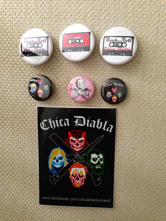 Image of Chica Diabla Buttons and Stickers
