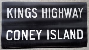 Image of 1950s IND New York Subway Sign CONEY ISLAND, 23x12 inches