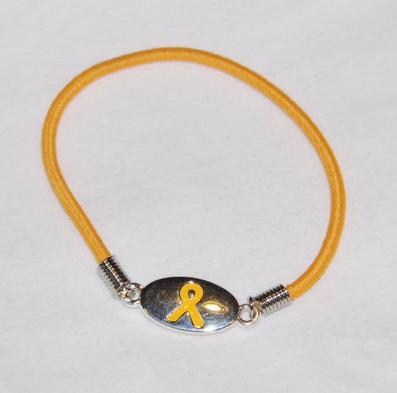 Image of Yellow Ribbon Enamel, Silver plated, stretch Bracelet