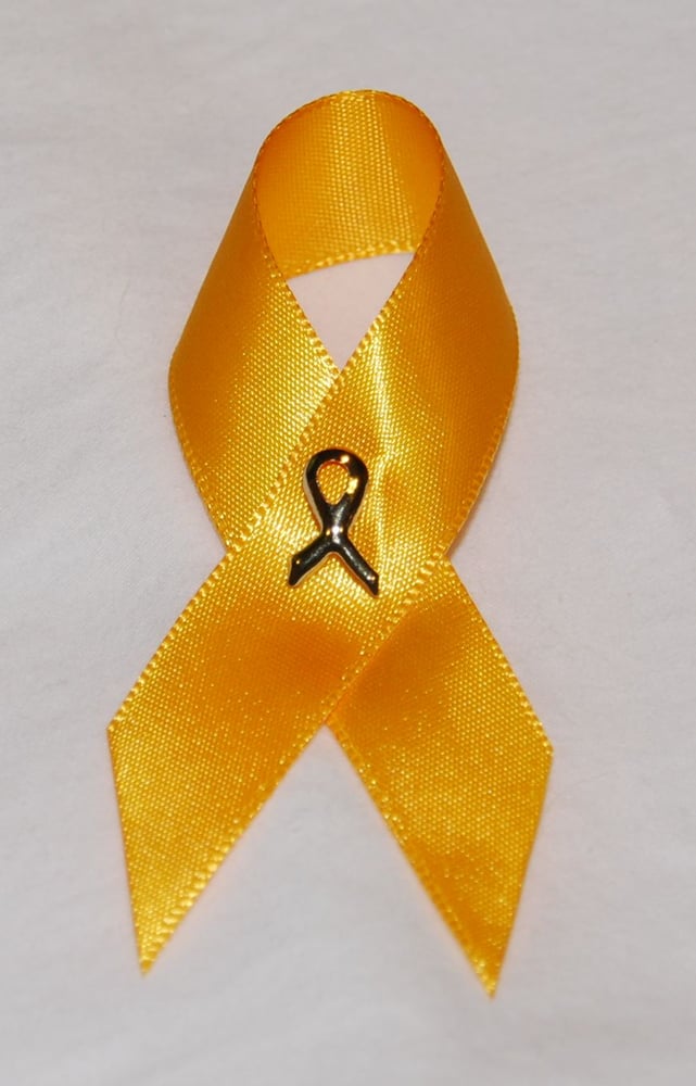 Image of Gold Satin Ribbon w/ Gold tone Tac-Pin ribbon