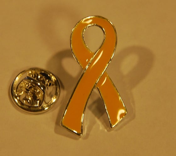 Image of Silver plated Yellow Enamel Ribbon Pin
