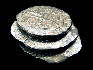 Image of 'Piece of Eight' Spanish 8 Reales Cob 1692 Coin