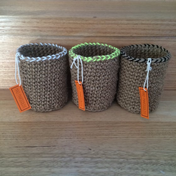 Image of Handmade Jute Twine Crochet Storage Container