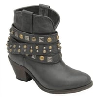 Image 1 of CIRCLE G two in one distressed black studded round tie ankle boots