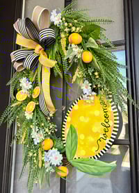 Image 5 of Lemon Welcome Grapevine Wreath 