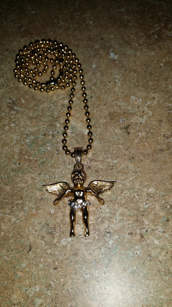 Image of Micro "Guardian Angel" Pendant w/ Ball Chain