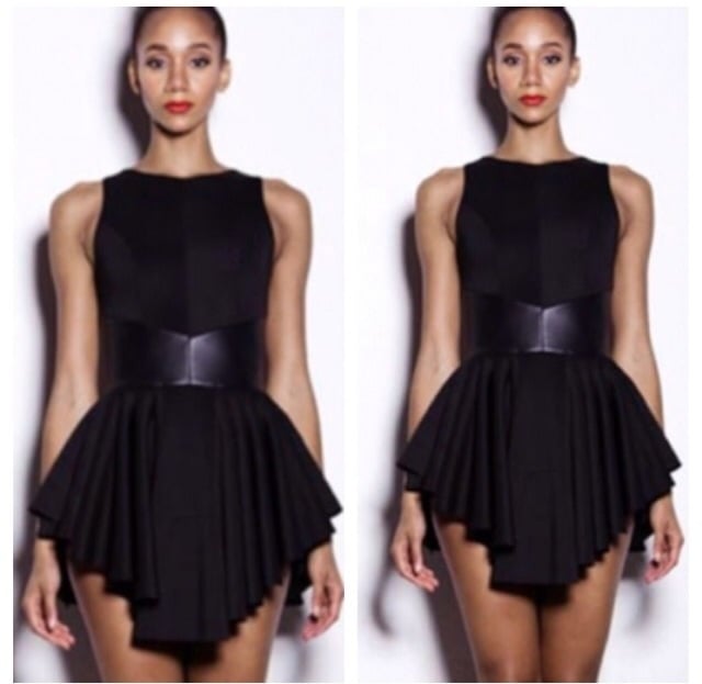 Image of Black Ruffled Skater Dress