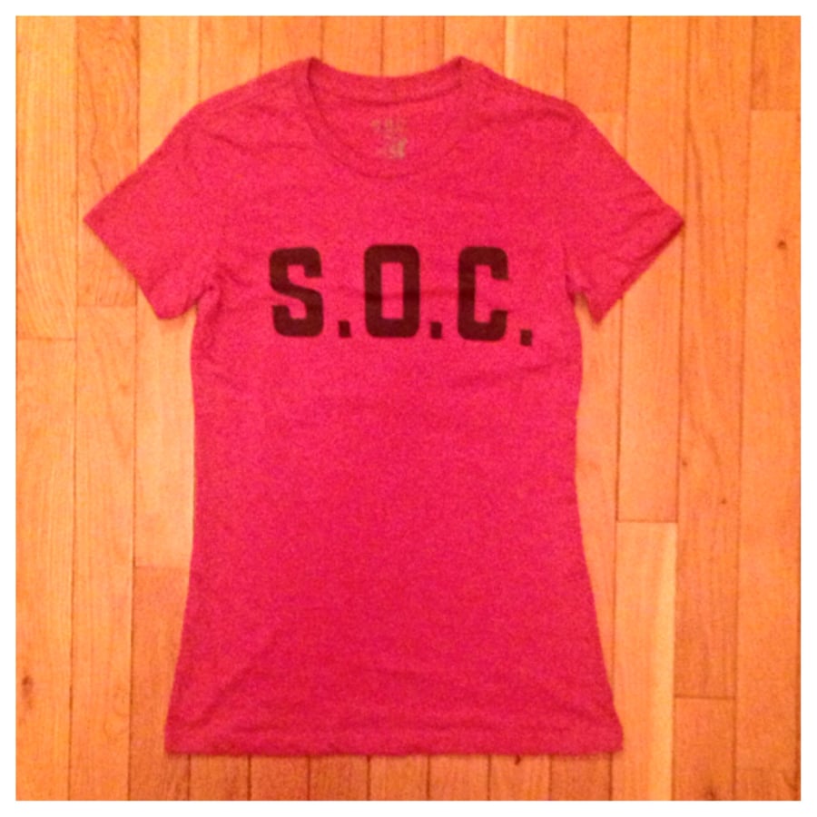 Image of Women's twill red S.O.C. LOUDLIFE tee 